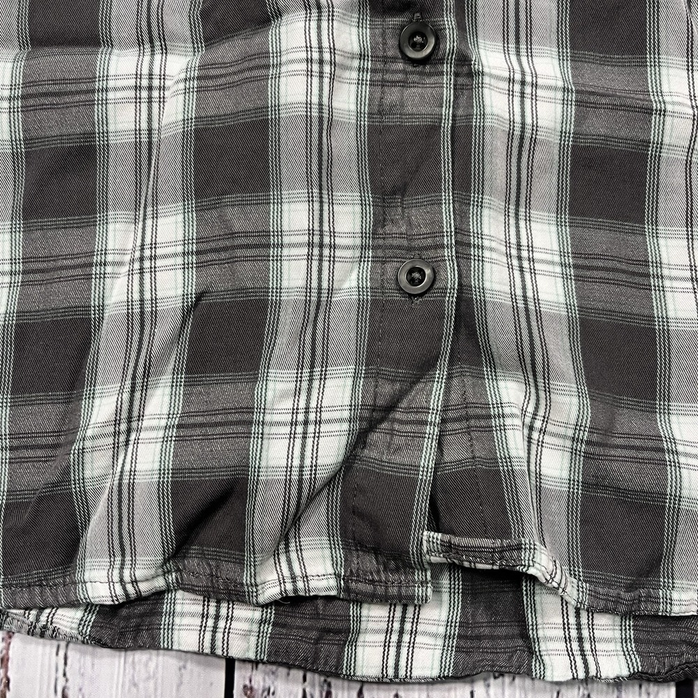 Cabela's Womens XL Shirt Gray Plaid Flannel Long Sleeve Button-Up Pockets Light - Picture 4 of 9